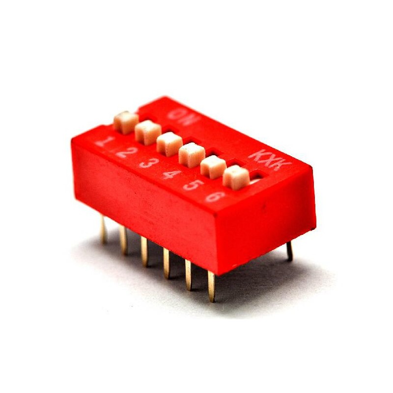 Interruptor dip switch 6 posiciones rojo